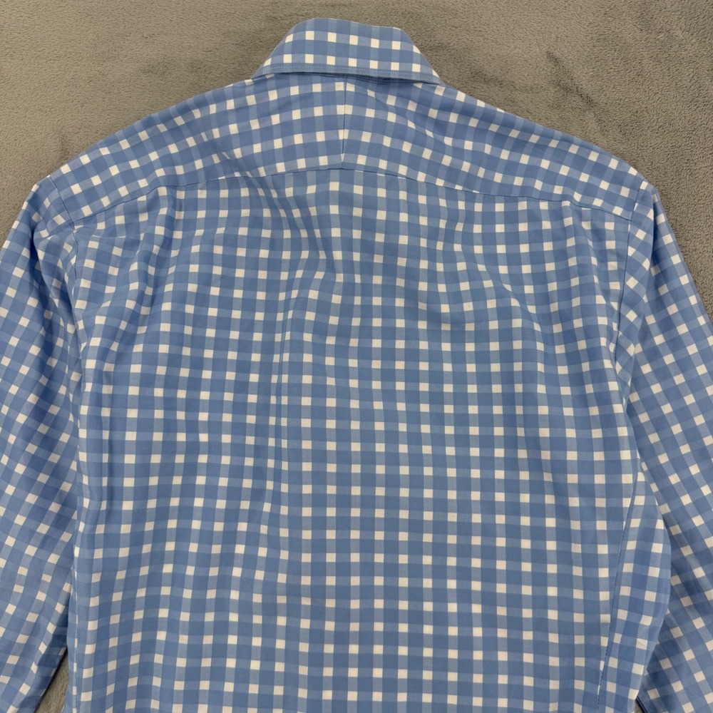 Thomas Pink Gingham Cotton Button Down Shirt Mens Small 14.5 US Blue White - Picture 7 of 14